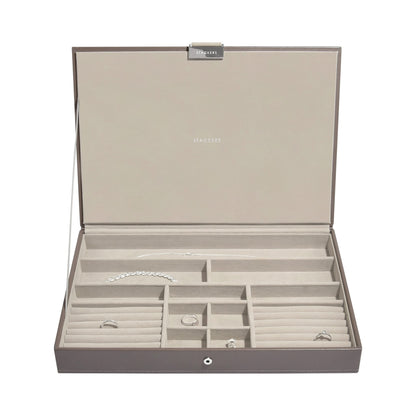 Jewellery box with lid, oversize, by Stackers, mink, 36 x 25 x 4.5 CM