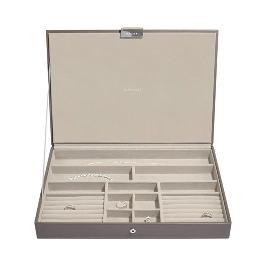 Jewellery box with lid, oversize, by Stackers, mink, 36 x 25 x 4.5 CM
