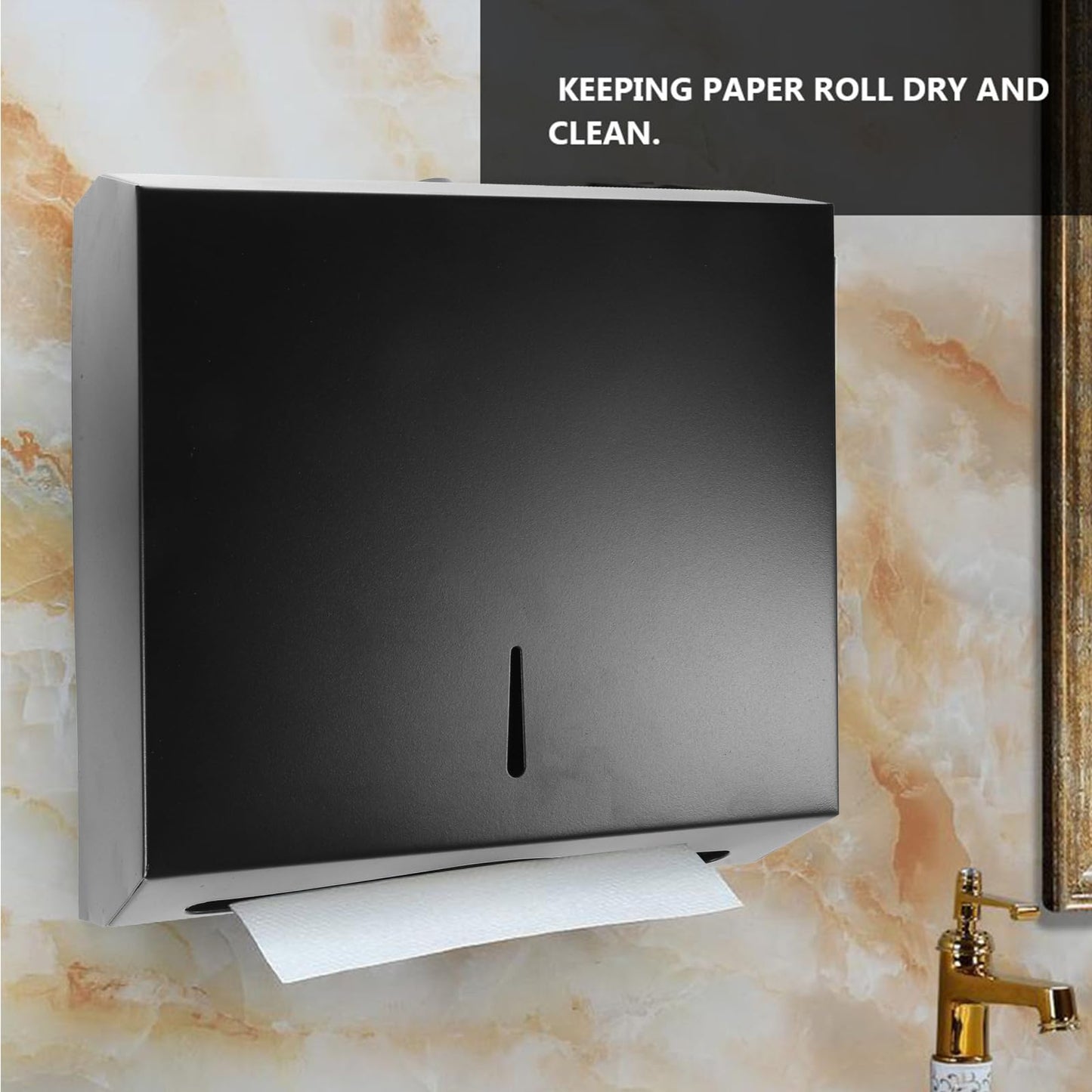 Cabilock Wall-Mounted Bath Bag Dispenser C Fold Paper Towel Dispenser Multi-Fold Towel Dispenser (Black)