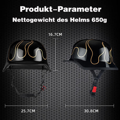 German motorcycle half helmets with ECE, retro jet helmet, chopper helmet, scooter helmet, bicycle helmet, with removable inner lining and quick release buckles M~XXL 57~64CM