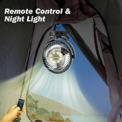Ateroll Clip-On Fan with Remote, 3 Speeds USB Fan Battery with Timer, 720° rotatable battery-operated desk fan for home.