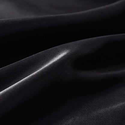Boqingzhu Satin Bedding 220x240cm King Size Black Solid Glossy Silk Duvet Cover with Zipper and 2 Pillowcases 80x80cm