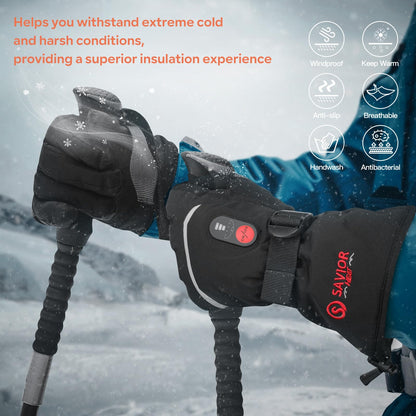 Heated gloves - Electric winter gloves for men & women, waterproof with touchscreen, rechargeable, motorcycle, ski, hunting & outdoor gloves.