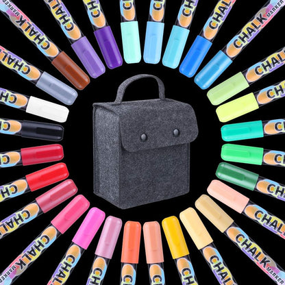 SUPERSUN 28 chalk markers for chalkboard Washable & kids chalk marker window 6mm with reversible tip, Ideal for chalkboard markers, window markers & chalk marker window.