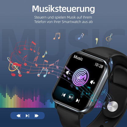 Guardian Smartwatch for women and men with phone function, 1.83’’ fitness band smartwatch with 100+ sport modes, heart rate monitor, SpO2 monitor, sleep tracker, step counter, stopwatch for iOS Android.