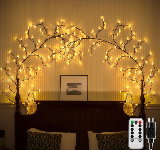 Ciskotu Willow Vine LED Fairy Lights with Plug, 144 LEDs Willow Vine Tree String Lights for room, LED Tree Wall Decor Living Room, Artificial Light Branches Bedroom Decor
