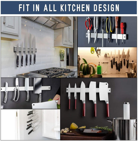 [Upgraded 50cm] Magnetic Knife Strip, Extra Strong Stainless Steel Magnetic Knife Holder, Wall-Mounted Magnetic Strip, Self-Adhesive Easy Installation, Magnetic Knife Holder for an Organized Kitchen