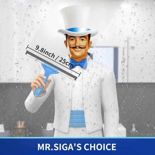 MR.SIGA Window Squeegee and Window Scraper Combo Set, 2 in 1 professional window cleaning kit, glass wiper for shower and glass door.