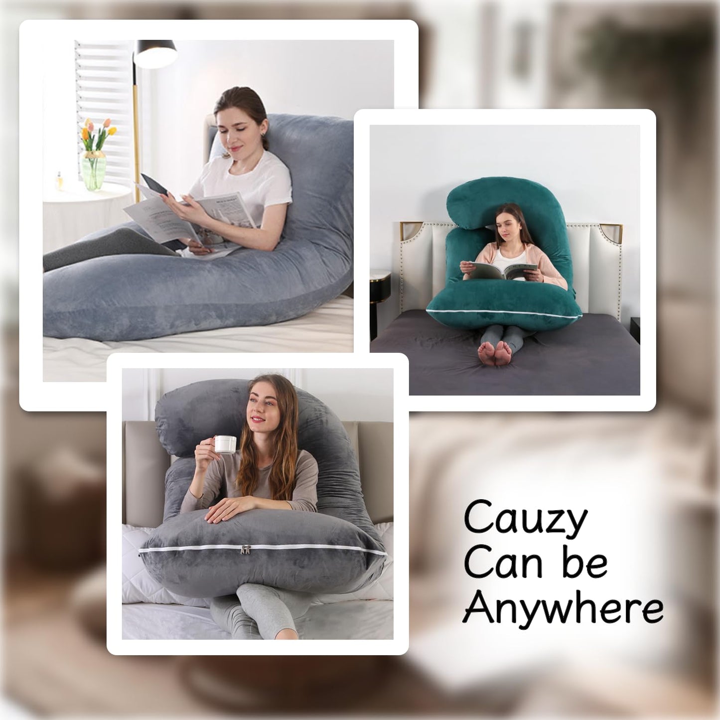 ALLOPERA Pregnancy Pillow, Full Body Maternity Pillow 57 inches, with Removable Washable Cover - Sleep Support for Legs, Back, Neck, Shoulder, HIPS, Belly, Velvet Cover (Dark Green)