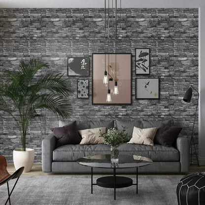 Honeyhouse 10Pcs 3D Wall Panels Self-Adhesive Wallpaper Brick, Wall Cladding Stone Effect DIY Waterproof Self-Adhesive Wall Stickers for Kitchen, Kids Room, Living Room