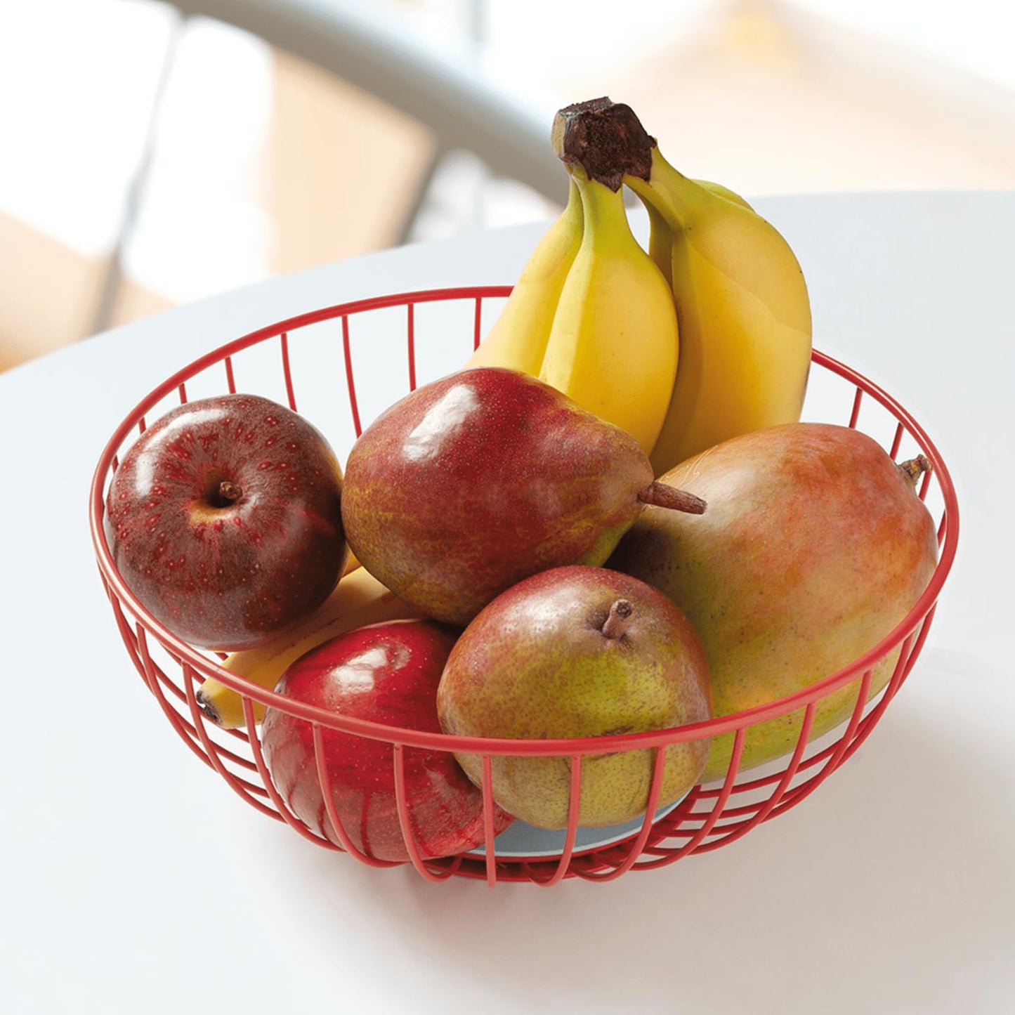 REMEMBER Stylish fruit bowl & bread basket Chilli - Elegant and practical fruit basket - Space-saving fruit storage - Stainless steel, powder-coated