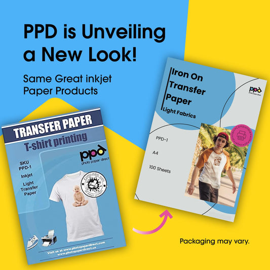 PPD 100xA4 Inkjet Premium Transfer Paper for light fabrics, iron, and heat press PPD-1-100