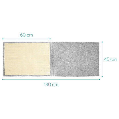 Navaris cat scratching mat scratch protection for sofa - sisal scratching carpet 130 x 45 cm for cat - couch cat scratching mat - also suitable for dogs.