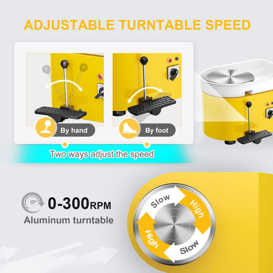 VAYOTOY Electric Pottery Wheel Machine 25CM 350W Ceramic Clay Machine Professional Pottery Wheel Molding Machine with Pottery Tools for Adults, Pottery Beginners, Pottery Studio
