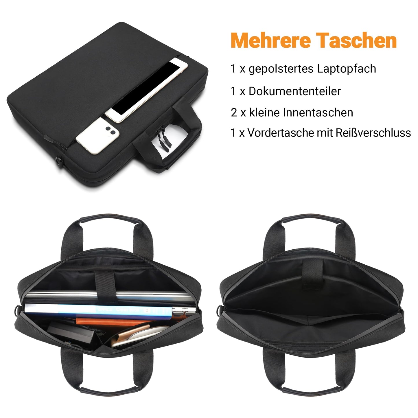 TECOOL 17.3 inch laptop shoulder bag for 17-17.3 inch Lenovo Acer ASUS Dell HP Samsung laptop notebook. Shockproof, waterproof briefcase in black.