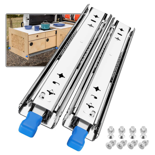 SHUHANG Heavy Duty Drawer Slides Full Extension 400mm with Lock, Ball Bearing Drawer Runners, 120KG Load Capacity, Side Mount, 1 Pair (2 Pieces)