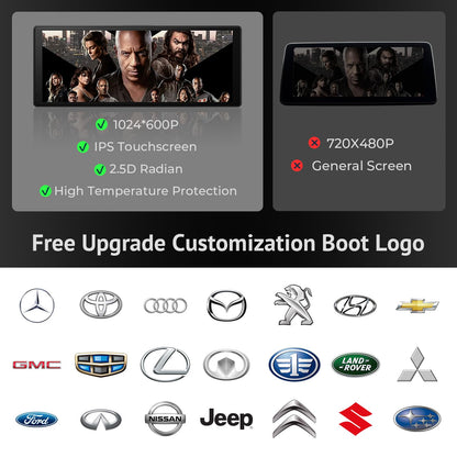 APHQUA Wireless CarPlay Display for Apple CarPlay and Android Auto, 9.3-inch portable light-sensitive touchscreen, digital media receiver with GPS navigation, Siri, MirrorLink/Siri/FM