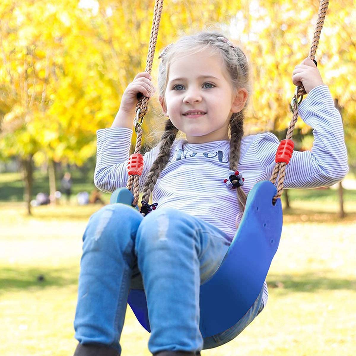 Braoses Elastic Kids Swing Color Eva Soft Board U-Swing Board Swing Seat Swing board Holds up to about 150kg Swing for Kids Garden Outdoor (Blue)