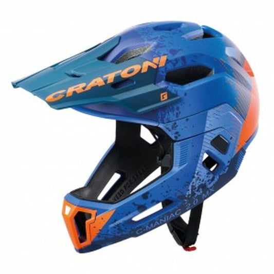 Cratoni Unisex - Adult C-Maniac Helmet, Blue/Orange Matte, M-L (54-58 cm)
