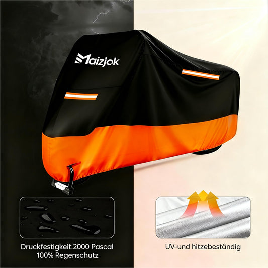 Maizjok Motorcycle Cover Outdoor Waterproof 210D Motorcycle Garage Cover, Motorcycle Cover Winterproof for Moped Scooter Motoroller Motor Enduro/Street (245x105x125cm)