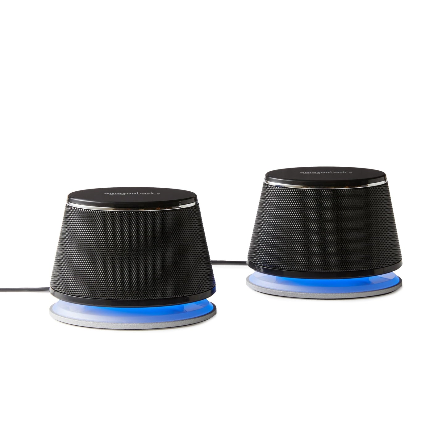 Amazon Basics Stereo 2.0 speakers for PC or laptop, 3.5mm AUX input, USB powered, 1 Pair, Black.