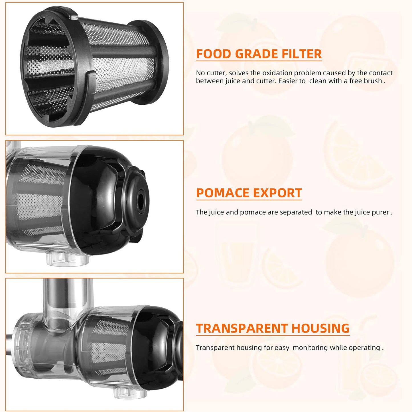 Gdrtwwh Juicer Attachment for KitchenAid Stand Mixer, Slow Juicer Citrus Juicer Accessory, Masticating Juicer Attachment for Vegetables and Fruits