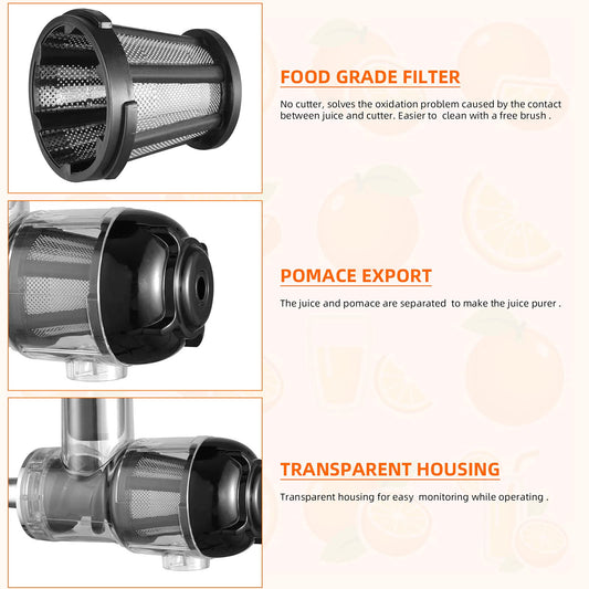 Gdrtwwh Juicer Attachment for KitchenAid Stand Mixer, Slow Juicer Citrus Juicer Accessory, Masticating Juicer Attachment for Vegetables and Fruits