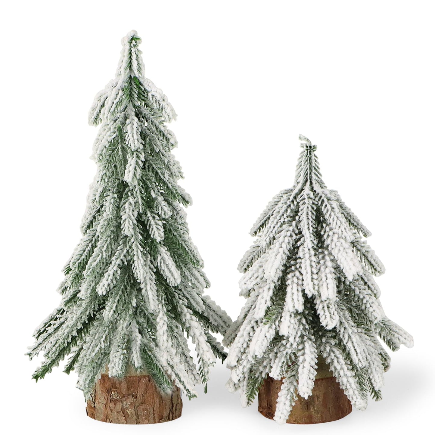 COLOFALLA 2 pieces Mini Christmas Tree 20cm 25cm Mini Pine Tree Miniature Table Decoration with wooden base Artificial Christmas Tree Christmas Table Decor Gifts for Christmas