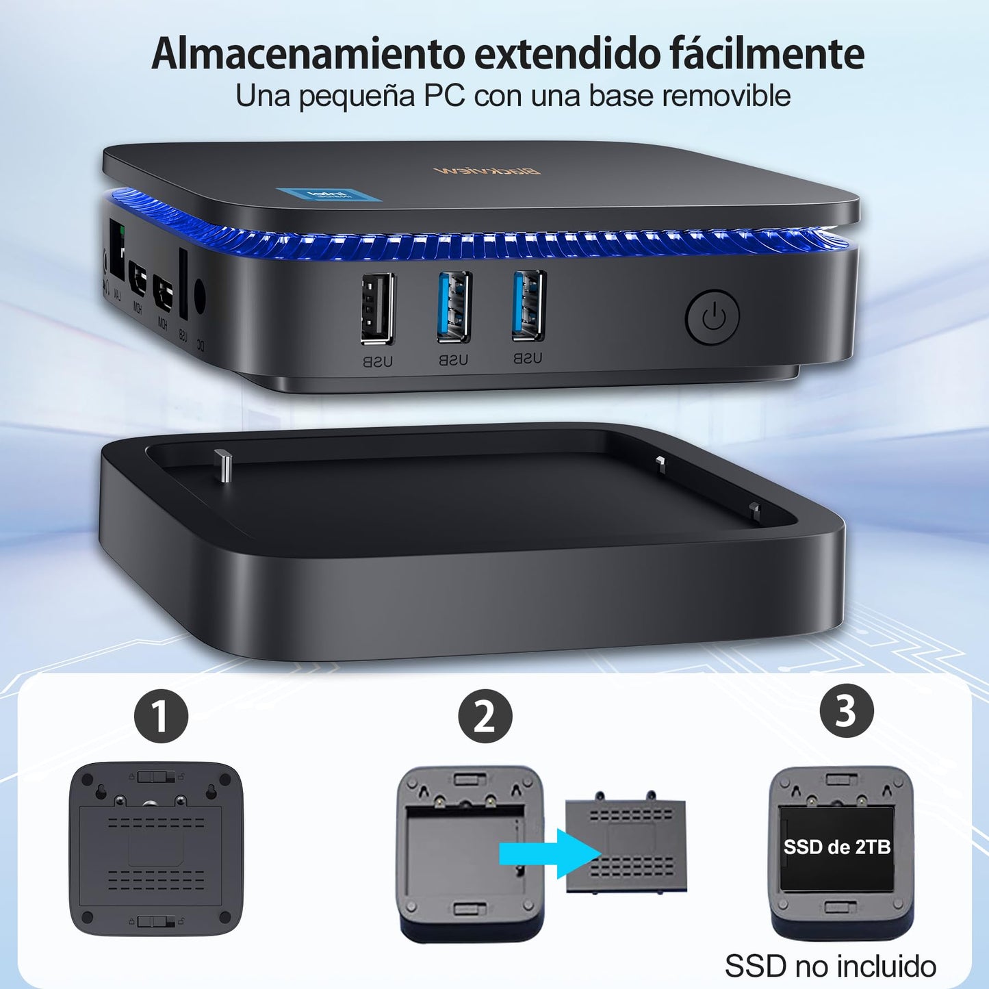 Blackview Mini PC, Intel 12th Gen N95 (up to 3.4GHz) Mini Computer Windows 11 with 16GB DDR4 RAM 1TB M.2 SSD, Mini Desktop PC, Mini Gaming PC 4K HD Dual HDMI, Gigabit Ethernet, 5G WiFi, Black
