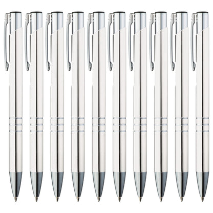 GIMEI® Metal Ballpoint Pen 50 Pieces | Premium Set High Quality, for Easy & Smooth Writing | White Pen with Blue Ink as Optical Highlight