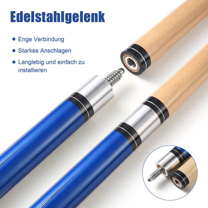 ASMPCUE Pool Cue, 58-inch billiard cue hardwood pool cue 13mm tips for professional billiards players, 1/2 cue sticks for billiards table sport (Blue)