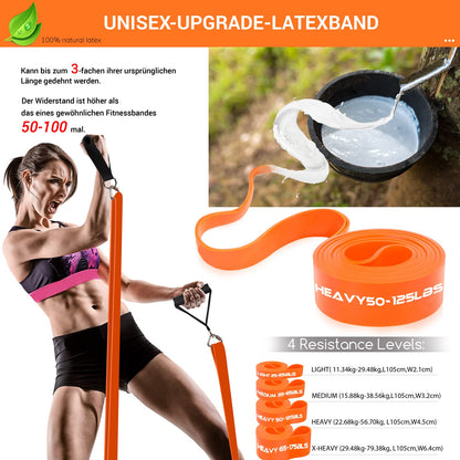 DASKING Fitness Bands Strength Training with Bar, Resistance Bands Set- 4 Resistance Bands, 98cm Detachable Fitness Bar, Handles for Pull-Up Bands - Home Fitness Equipment, Home Gym Sport Equipment