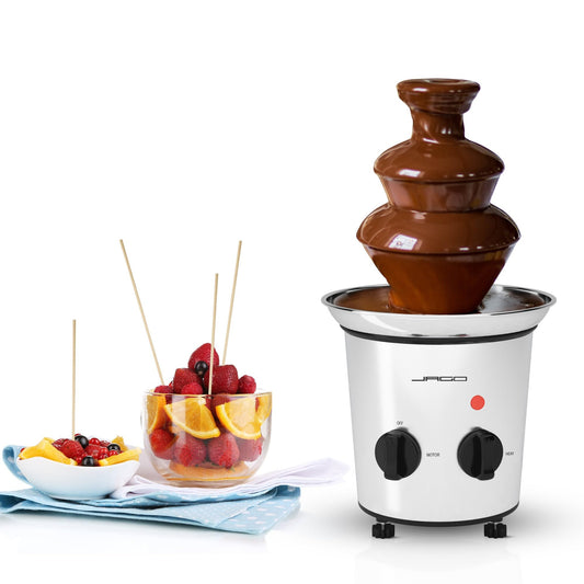Jago® Chocolate Fountain 275W - 3 tiers, Max. Capacity 1 kg chocolate, Stainless steel, Dishwasher safe, Silver - Chocolate fountain, Chocolate fondue, Chocolate fondue, Chocolate fountain