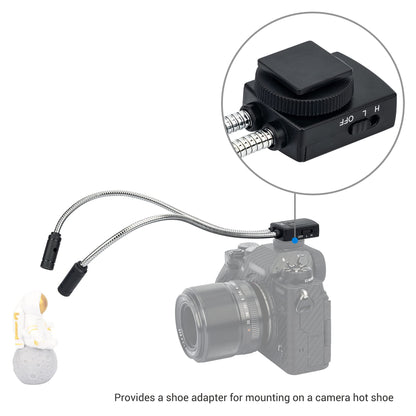 JJC Macro Arm Light, 5600K Flexible Macro LED Lamp for Nikon Canon Sony DSLR Camera, 5 Level Adjustable Lighting Brightness Hot Shoe Mount Flash Fits Shooting Insects/Plants/Jewelry and more.