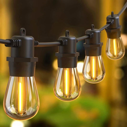 30M outdoor string lights waterproof shatterproof LED string lights with 30+1 S14 LED bulbs, perfect for garden patio balcony yard decoration, warm white