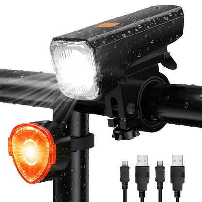 Bike light LED set bicycle lighting USB rechargeable bike lamp IPX5 waterproof front light & taillight StVZO approved bike lighting