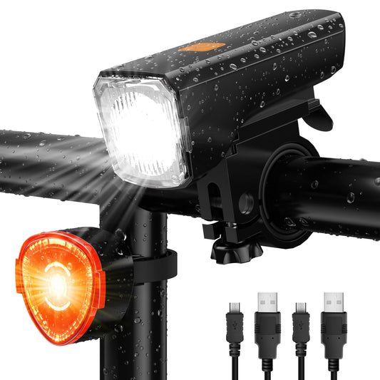 Bike light LED set bicycle lighting USB rechargeable bike lamp IPX5 waterproof front light & taillight StVZO approved bike lighting
