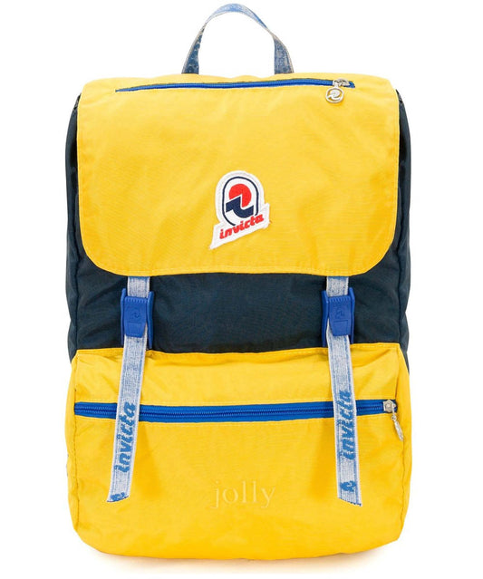 Invicta backpack, JOLLY VINTAGE daypack, casual daypack, for office, outings & commuting, for university, sports, leisure, 13'' laptop compartment, Italian design, yellow/blue