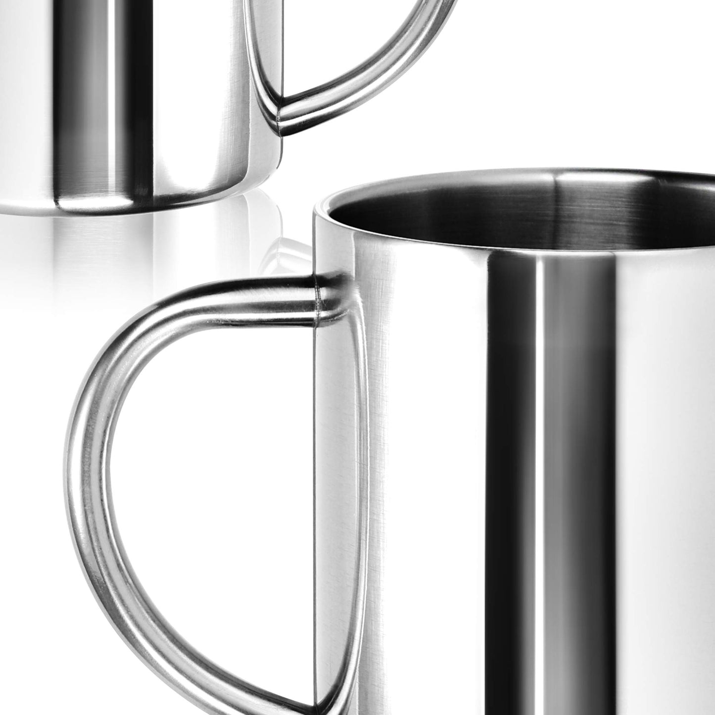 com-four® 2x Stainless Steel Thermal Mug - 300 ml per mug - Double-walled insulated cup - Breakproof coffee cup - Thermal drinking cup - Camping mug - Cup - BPA-free (300ml)