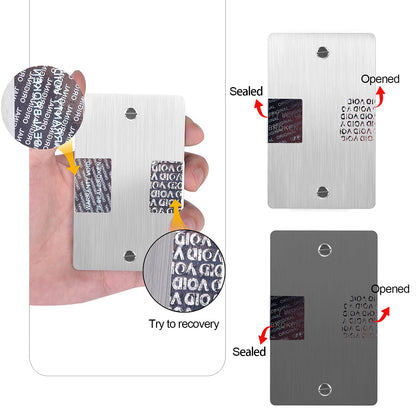 Crypto Seed Storage, Bitcoin Cold Wallet Backup - BIP39 12 or 24 Word Recovery Phrase Backup Crypto Wallet with Engraving Pen (Double) (Gray)