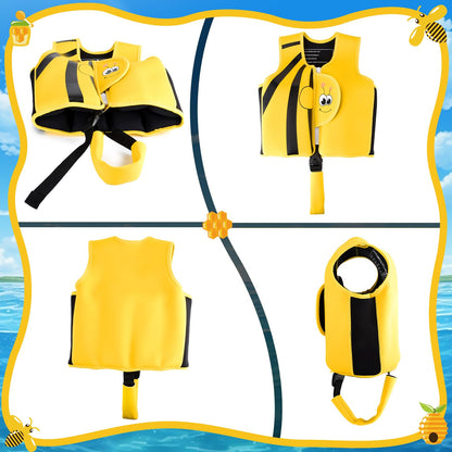 Fuqiduo Kids Neoprene & EPE Swim Vest, with Adjustable Crotch Strap for Girls/Boys Water Sports.