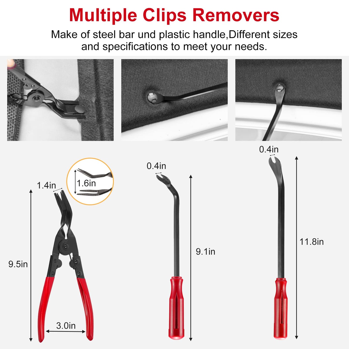 Eaukar Auto Disassembly Tools, 330 Pcs Vehicle Disassembly Trim Removal Wedges Interior Panel Levers, Automotive Tool, Car Panel Removal Tool Car Door Door Panel (Red)