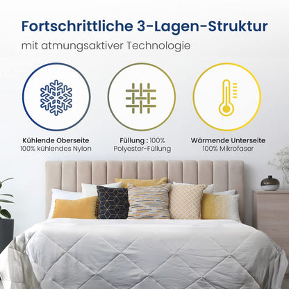 Cosi Home Premium Cooling Blanket - Summer blanket with Q-Max>0.4 cooling fibers - Breathable bedspread, cuddly blanket & sofa blanket against night sweats - Cooling blanket Gray - 150 x 200 cm