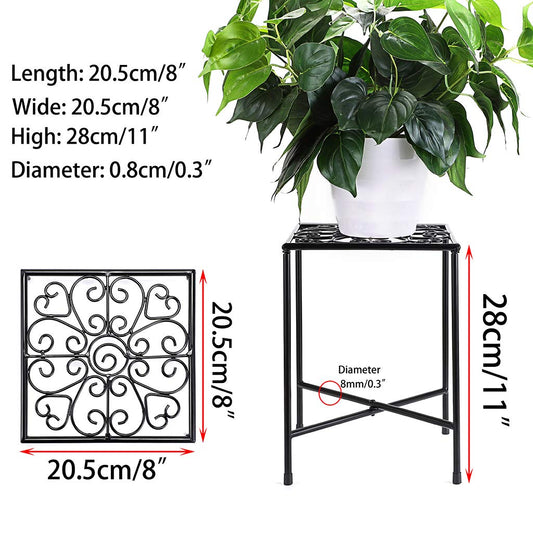 SUMTree Vintage Plant Stand made of iron, flower stairs, garden shelf, plant shelf, decoration for balconies, courtyards, gardens (2 pieces, black, square)