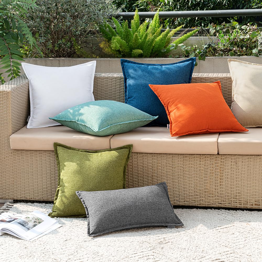 EMEMA Outdoor Cushion Weatherproof Cushion Cover Waterproof Sofa Cushion Waterproof Decorative Cushion 50x50 cm Pillow Covers Decorative Pillow Cover Set of 2 for Garden Sofa Living Room Bed Cyan