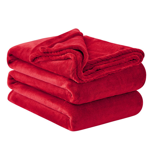 Aisbo cuddly blanket fluffy red throw - fleece blanket 220x240 cm XXL large warm couch throw, cuddly living room blanket soft as sofa throw blanket for winter bed.