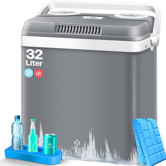 KESSER® Cooler Box Thermobox 32 liters | Thermo-Electric Cooler Box | COOLS and WARMS | 12 & 230V | Cooler Box for Car, Boat & Camping | Mini Fridge with ECO & MAX Mode | incl. Cooling Packs