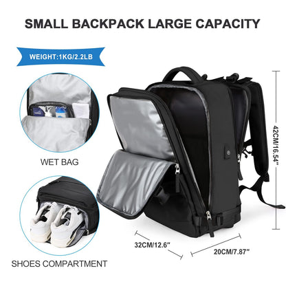 SZLX large travel backpack for women, carry-on backpack, hiking backpack waterproof outdoor sports backpack casual daypack school bag fit 14-inch laptop with shoe compartment and laptop compartment, beige