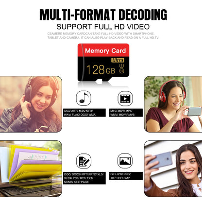 2 pieces of 128GB Micro SD card with adapter, C10/U3/UHS-I/A1, TransFlash card, TF card for camera, smartphone, tablet, drone (Red 128GB *2)