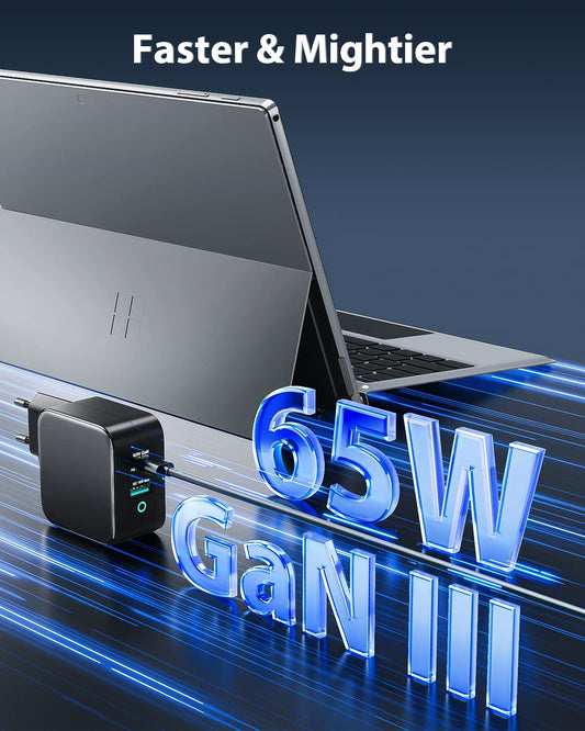 65W USB C charger with Surface charging cable compatible with Surface Pro 9/8/7/6/5/4/3/2017 Surface Go/Laptop/Book 2-port Surface charger